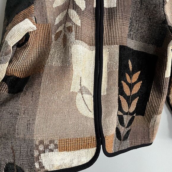 Vintage Coldwater Creek Tapestry Leaf Jacket Y2K 90s Boho Artsy Coat M - Picture 4 of 6